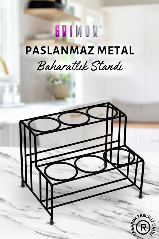 6 Bölmeli Metal Baharatlık Standı- Baharatlık Düzenleyici Organizer